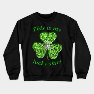 Funny Green Glitter Shamrock With A Flower Crewneck Sweatshirt